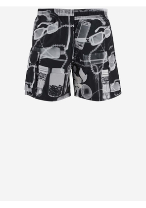 Off-White Swimsuit With Graphic Pattern