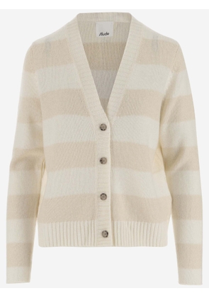 Allude Wool And Cashmere Blend Striped Cardigan