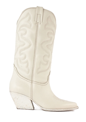 Elena Iachi White Leather Texan Boots