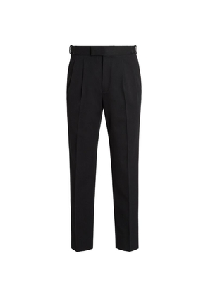 Zegna Cotton-Wool Ankle-Detail Trousers