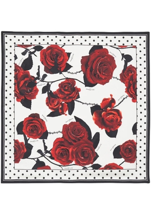 Balmain Red Roses & Polka Dots Scarf 90X90