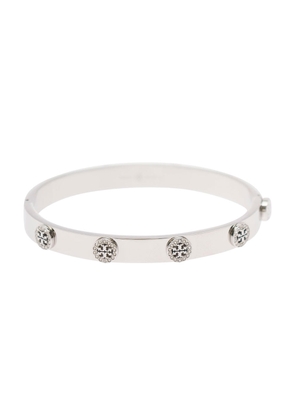 Tory Burch Silver Tone Bracelet With Logo Studs In Stainless Steel And Cubic Zirconia Woman