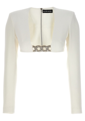 David Koma Top 3D Crystsal Chain And Square Neck