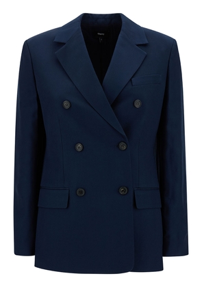 Theory Blue Double-Breasted Jacket With Notched Revers In Viscose Woman