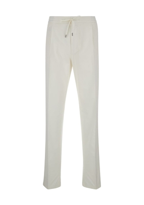 Lardini White Drawstring Tapered Trousers In Cotton Blend Man