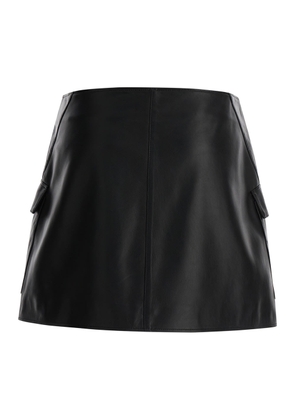Arma Black Wallet Skirt With Pockets In Leather Woman