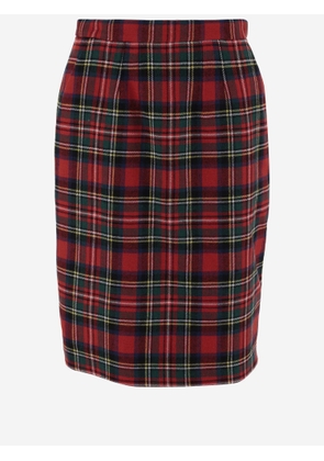 Saint Laurent Wool Blend Skirt With Check Pattern