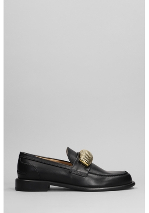 J.w. Anderson Pop Corn Macassin Loafers In Black Leather