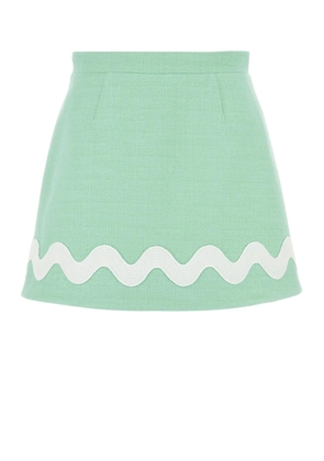 Patou Sea Green Tweed Mini Skirt