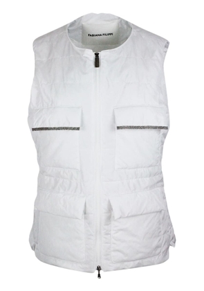 Fabiana Filippi Sleeveless Gilet In Light Padded Nylon With Zip Closure And Front Pockets With Jewels