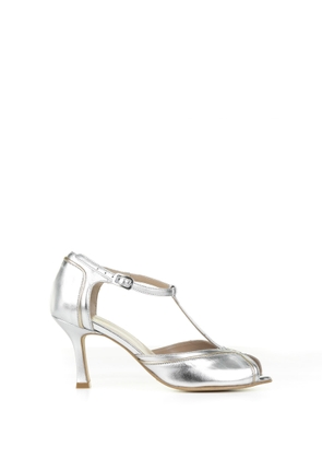Hope Décolleté In Silver Laminated Leather With Strap
