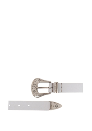 Eleventy White Leather Belt