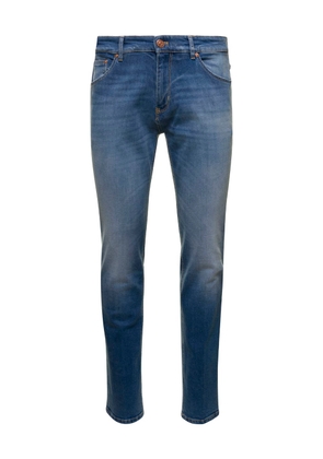 Pt Torino Blue Medium Waist Slim Jeans In Cotton Blend Man