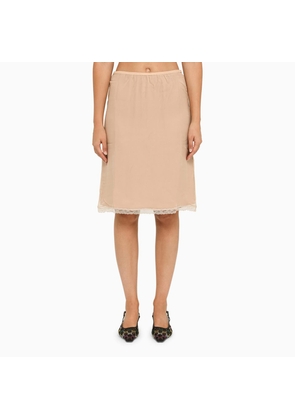 Gucci Nude Acetate Skirt With Lace