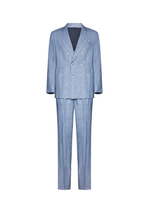 Brunello Cucinelli Double-Breasted Striped Tailored Suit