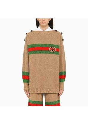 Gucci Camel Wool Crew-Neck Sweater