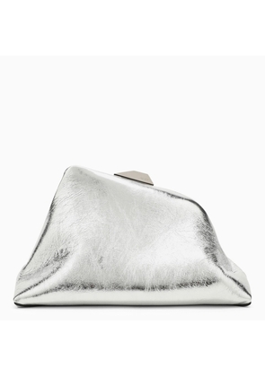 The Attico Day Off Silver Leather Clutch Bag
