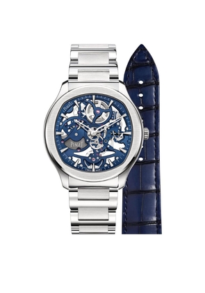 Piaget Stainless Steel Polo Skeleton Blue-Hued Watch 42Mm