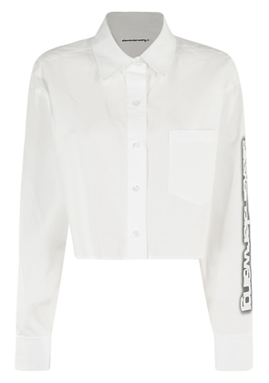 T By Alexander Wang Button Down Cropped Shirt With Halo Glow Print