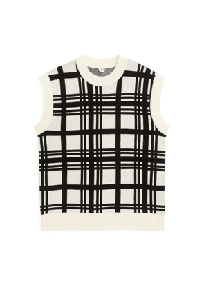 Jacquard Knitted Wool Vest - White
