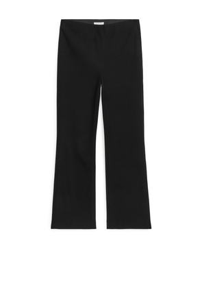 Cropped Cotton Stretch Trousers - Black