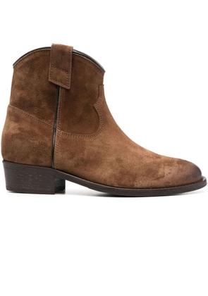 Via Roma 15 Brown Calf Suede Ankle Boots