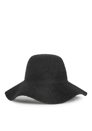 Crochet Straw Hat - Black