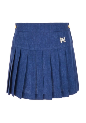 Palm Angels Logo-Embroidered Pleated Mini Skirt