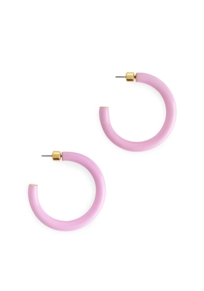 Enamel Hoop Earrings - Pink