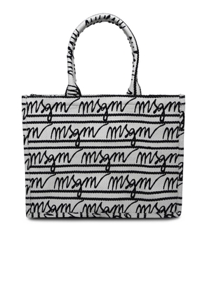 Msgm Logo Jacquard Top Handle Bag