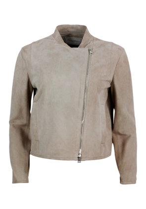Antonelli Biker Jacket Made Of Soft Suede. Side Zip Closure And Pockets On The Front