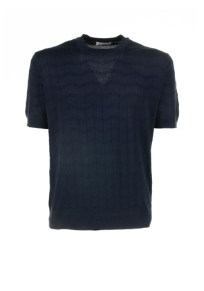 Paolo Pecora Blue Cotton And Silk T-Shirt