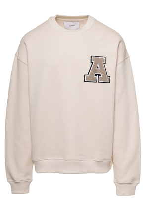 Axel Arigato Team Beige Sweatshirt With Front Logo Patch In Cotton Man