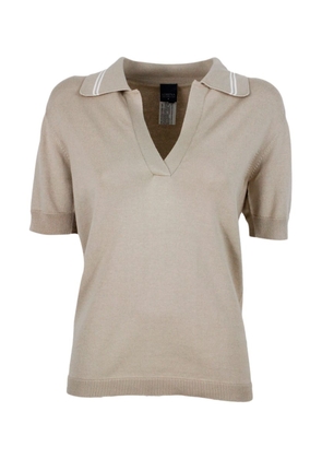 Lorena Antoniazzi Short-Sleeved Polo T-Shirt In Cotton And Cashmere