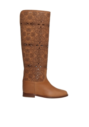 Via Roma 15 Brown Perforated Boots