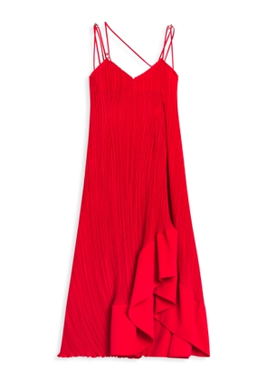 Lanvin Long Pleated Strapped Dress