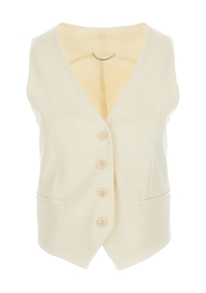 Pt Torino Cream White Single-Breasted Vest In Wool Man