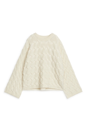 Cable-Knit Wool Jumper - White