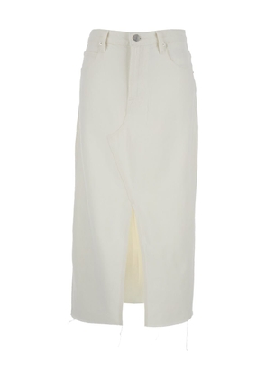Frame White Denim Midi Skirt In Cotton Woman