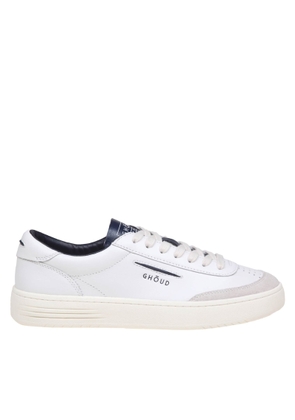 Ghoud Lido Low Sneakers In White/blue Leather And Suede