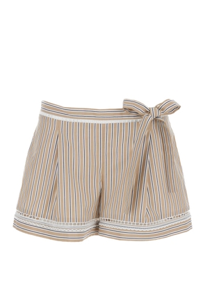 Alberta Ferretti Beige Striped Shorts In Cotton Woman