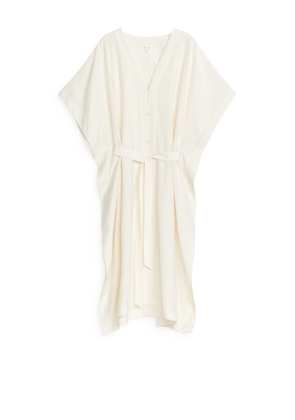Crinkled Robe Dress - White