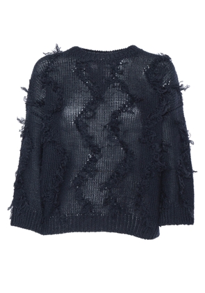 Peserico Black Tricot Sweater With Fringes