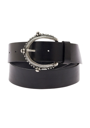 Parosh Black Belt With Circle Buckle In Leather Woman