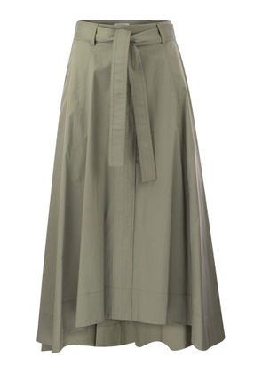 Peserico Long Skirt In Lightweight Stretch Cotton Satin