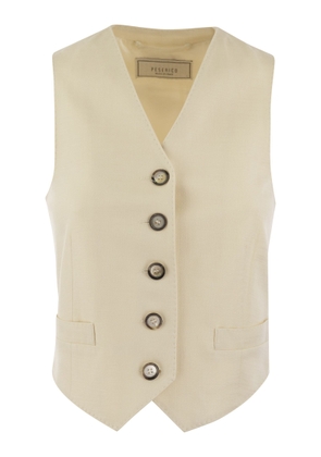 Peserico Single-Breasted Waistcoat In Stretch Viscose-Blend Canvas
