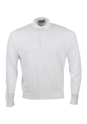 John Smedley Long-Sleeved Polo Shirt In Extrafine Cotton Thread With Three Buttons