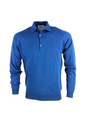 John Smedley Long-Sleeved Polo Shirt In Cotton Thread With 3-Button Closure