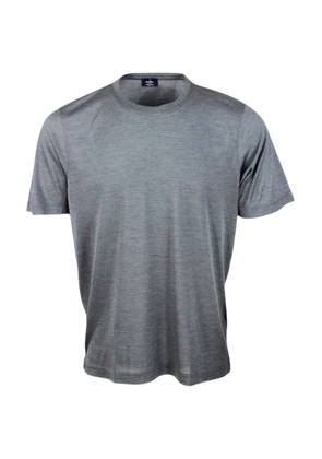 Barba Napoli 100% Luxury Silk Crew-Neck Short-Sleeved T-Shirt With Slits On The Bottom
