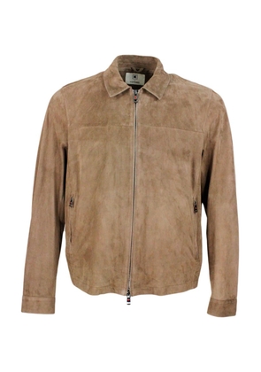 Kired Lightweight Unlined Jacket In Very Soft Suede With Shirt Collar And Zip Closure